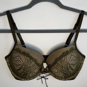 Victoria's Secret Very Sexy Push Up Bra Women's‎ Size 34DD Olive Lace Fast Ship